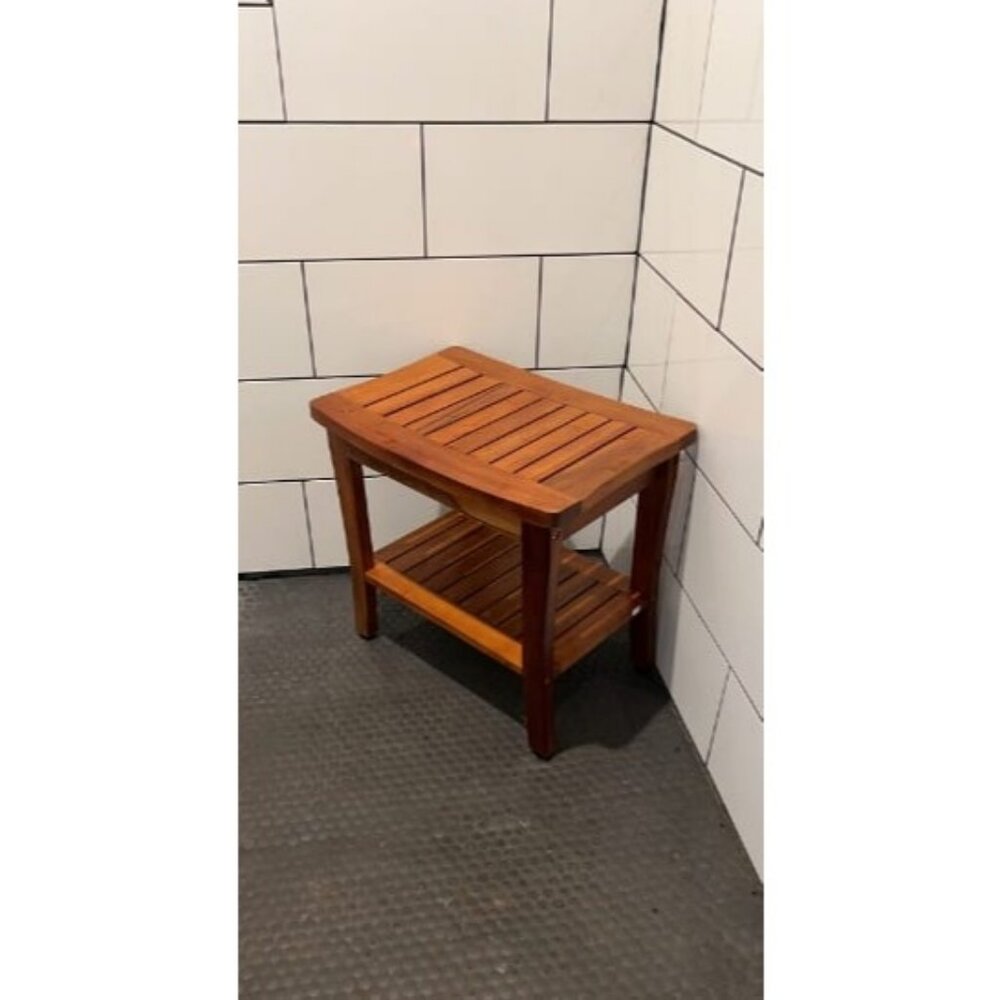 20" Teak Shower Bench Waterproof Wood Shower Chair for Inside Shower Teak